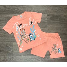 Deniz Home Wear Kısa Kollu Geyik Desenli Pamuk Kız Çocuk Şortlu Alt Üst Takım