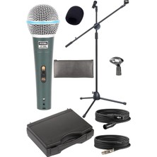Lastvoice LV-680ST Ayaklı Kablolu Dinamik Mikrofon (Stand Cüzdan Çift Kablo Sünger Tutacak)