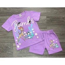 Deniz Home Wear Kısa Kollu Geyik Desenli Pamuk Kız Çocuk Şortlu Alt Üst Takım