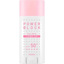 A'pıeu Ton Eşitleyici Aydınlatıcı Stick Güneş Koruyucu Power Block Tone Up Sunstick SPF50 Pa