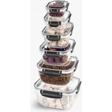 Sızdırmaz Kare Saklama Kabı Seti, Klipsli Kilitli, Contalı Kapaklar, Mutfakta Yiyecek Saklama Için D