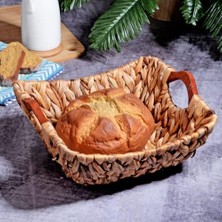 Vento Store Wicker Serisi Bezli Kulplu Hasır Ekmek Sepeti