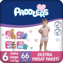 Paddlers Bebek Bezi 6 Numara X-Large 66 Adet (15+Kg) Ekstra Fırsat Paketi