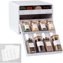 Vento Store Spicestack Baharat Rafı, Ayarlanabilir, 24 Şişe, Beyaz