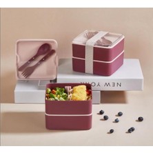 Vento Store Envii Store Beslenme Yemek 2 Kat Kaşık ve Çatal Dahil Plastik Sefer Tası