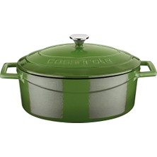 Oval Döküm Tencere, 25 Cm, Yeşil