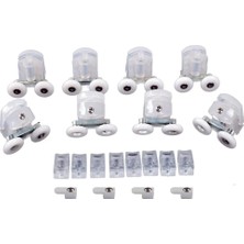 Duşakabin Tekerleği Çift Tekerli Şeffaf Plastik Alt Üst 8li Takım