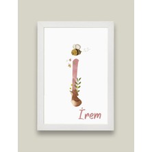 Kidilia I Harfli Bebek Odası Beyaz Duvar Tablosu Kişiye Özel Sevimli Hayvancıklar Tasarımlı 21X30CM