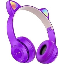 Vento Store Teknosepetim P47M Kedili Katlanabilir Kulak Üstü Kablosuz Bluetooth 5.0 Kulaklık Ledli Çocuk Kulaklı