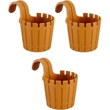 Vento Store Akasya Balkon Saksı Tekli Askı – 3'lü Set | 1.5 Litre, Turuncu | Kolay Montajlı, Denge Aparatlı, Gün