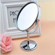 Mini Masa Üstü Makyaj Aynası, Dönebilen, Çift Taraflı, Krom Kaplama, Kompakt ve (Yuvarlak)