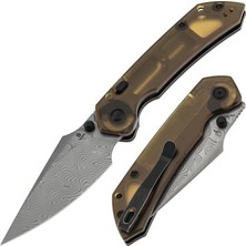 Tenable Fenrir | Üstten Kilitli | Amber Peı ( Ultem ) Sap | Damascus Çelik Çakı | B1034H6