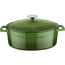 Oval Döküm Tencere, 29 Cm, 4.67 L Hacim, Yeşil