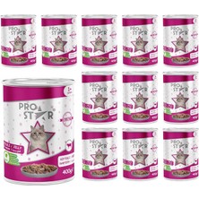Vento Store Prostar Yetişkin Kedi Biftekli ve Jöleli Konserve Mama 400 gr x 12 Adet