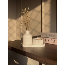 Elmessa Dekoratif Set 3lü-Çizgili Vazo,mum,stant