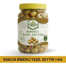 Egelya Biberli Yeşil Zeytin 1 KG – Doğal Fermente, Biber Dolgulu, Sofralık Zeytin