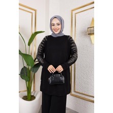 Ebrita Moda Bisiklet Yaka Kolları Taş Detaylı Tunik