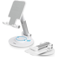 Vento Store Juo Katlanabilir Dönen Masaüstü Telefon Standı Beyaz