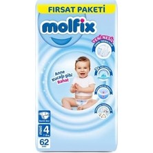 Molfix 3D Bebek Bezi Maxi 4 Beden, Fırsat Paketi 60 Adet