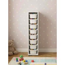 Pratico Luda 8 Mini Beyaz Sepetli Çok Amaçlı Oyuncak Dolabı Beyaz