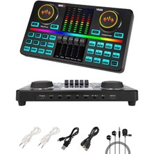 VS22 Üst Seviye Stüdyo Kayıt Canlı Yayın Şarjlı Ses Kartı Efektli Radyo Mikseri (Telefon ve Pc Podca