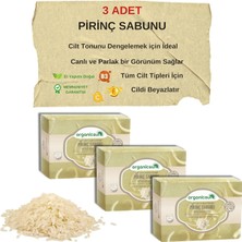 Organicsun Doğal Pirinç Sabunu 140 gr x 3 Adet Tüm Cilt Tipleri Için Beyazlatıcı Etkili