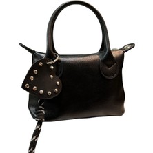 Turqa Siyah Charmlı Yumuşak Suni Deri Orta Boya Ayarlanabilir Askı Kadın Çapraz Çanta