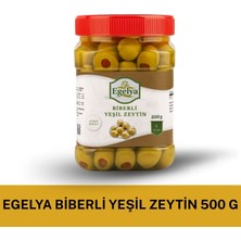 Egelya Biberli Yeşil Zeytin 500 G – Doğal Fermente, Katkısız, Ege Sofralarının Lezzeti