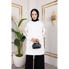 Ebrita Moda Bisiklet Yaka Kolları Taş Detaylı Tunik