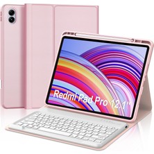 M.TK Moveteck Xiaomi Poco Pad 12.1 / Redmi Pad Pro 12.1 Inç Uyumlu Tablet Klavyeli Kılıf Kablosuz Bluetooth Akıllı Kalem Bölmeli Tükçe Q Klavyeli Tablet Kılıfı