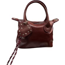 Turqa Bordo Charmlı Yumuşak Suni Deri Ayarlanabilir Askılı Kadın El ve Çapraz Çanta