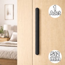 Badem10 Vento Çizgili Mat Siyah Çekmece Kulp 512 mm Gardırop Dolap Kapak Metal Uzun Kulp Modern Tasarım