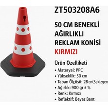 Zeplin Benekli Ağırlıklı Reklam Konisi | Kırmızı 50 cm