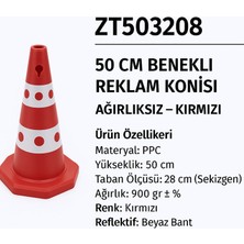Zeplin Benekli Reklam Konisi | Ağırlıksız – Kırmızı 50 cm