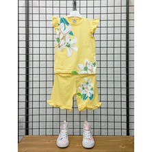 Deniz Home Wear Kısa Kollu Çiçek Desenli Pamuk Kız Çocuk Şortlu Alt Üst Takım