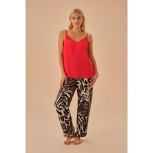 Dream Fashion Leopar Desenli Brave Atlet Pantolon Pijama Takımı