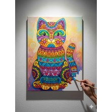 Dudu Ahşap 25X35 Resimli Tuval Boyama Seti - Zürafa - 6 Renk Akrilik Boya ve 2 Fırça Adet Fırça