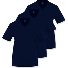Septemmart (3'lü Paket) %100 Pamuklu V Yaka Slim Fit Basic Kadın T-Shirt
