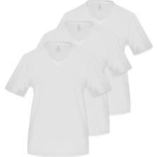 Septemmart (3'lü Paket) %100 Pamuklu V Yaka Slim Fit Basic Kadın T-Shirt