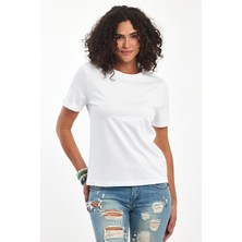 Septemmart %100 Pamuklu Bisiklet Yaka Slim Fit Basic Kadın T-Shirt