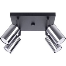Riolight Riolıght Modern Siyah Gövde Krom Hareketli Başlık 4XGU10 Kare Taban LED Spot LED Avize (Ampul Dahil)