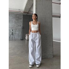 Kadın Gri 3 Iplik Şardonlu Eşofman Altı