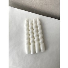 Studio Mavera 4'lü Beyaz Dekoratif Burgulu Şamdan Mumu - Spiral Şamdan Mum Seti