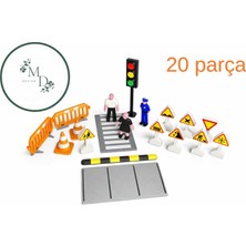 M&D Design 20 Parça Çocuk Trafik Seti – Eğitici Oyuncak, Trafik Kuralları Öğretici Mini Yol Seti