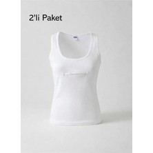 Begün Cepli Atlet (2 Adet)...Hac-Umre Için Uygun...Pamuklu Fermuarlı Beyaz Cepli Atlet.