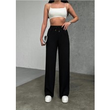 Kadın Siyah 3 Iplik Şardonlu Eşofman Altı