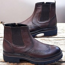 KAFKASLAR AYAKKABI Çelse Model Kalın ve Hafif Taban Hakiki Deri Erkek Lastikli Bot