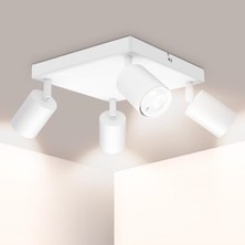 Riolight Riolıght Modern Beyaz Gövde Hareketli Başlık 4XGU10 Kare Taban LED Spot LED Avize (Ampul Dahil)