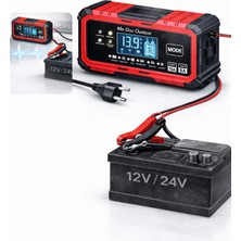 Exenar Akıllı Akü Şarj Cihazı Bakım Onarım Akü Şarj Makinesi 12V 15A – 24V 8A Otomatik Dijital Ekran