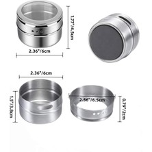 Gfc Life Store Mıknatıslı Paslanmaz Çelik Baharatlık Seti | Pleksi Kapaklı Manyetik Baharatlık | Döner Kapaklı Baharat Kavanozu | Buzdolabı Baharatlığı Mutfak Düzenleyici